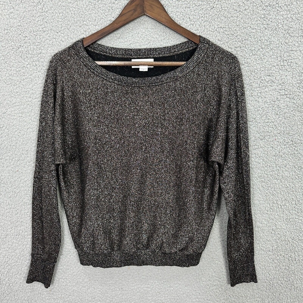 Velvet Sweater Womens S Metallic Black Silver Lurex Silk Blend Party Glam‎ Boho